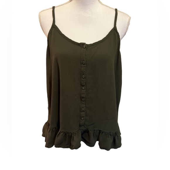 Torrid Button Green Front Ruffle Cami Top Plus Size Torrid 0 Size Large - Picture 2 of 11